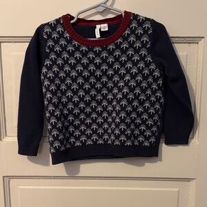 Janie and Jack Navy and Burgundy Sweater